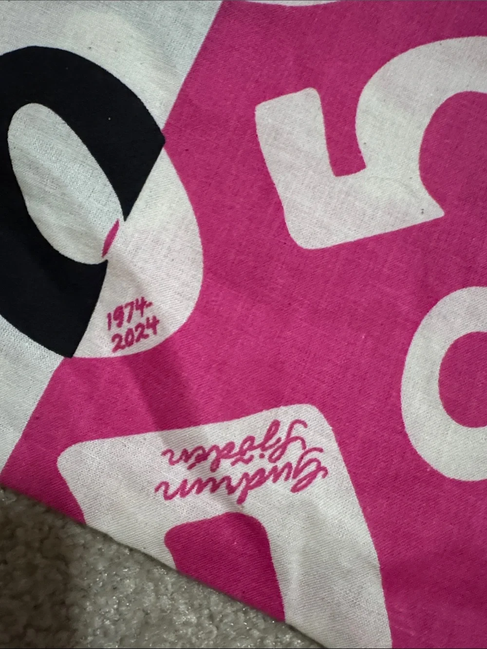 Gudrun Sjoden 50th Anniversary Cotton Tote 1974-2024 Pink Black Graphic 15-16”